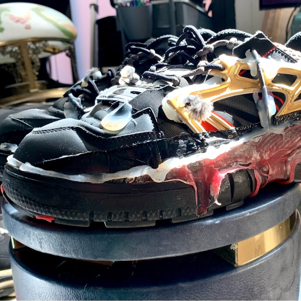 Maison Margiela Fusion Sneaker, Black, Red, Gold.